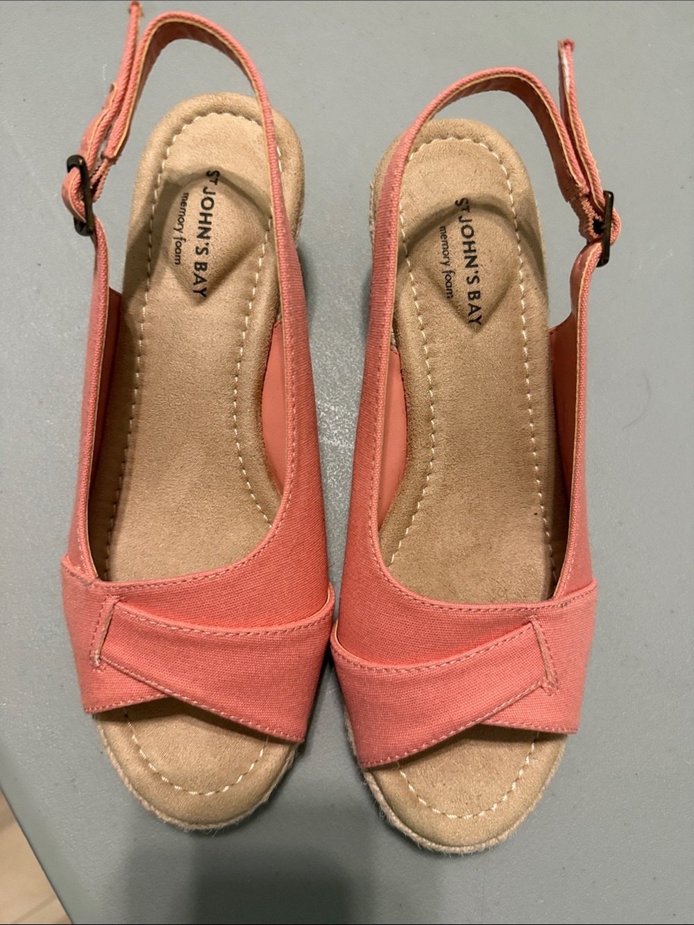 St. John's Bay Coral Pink Slingback Wedge Sandals